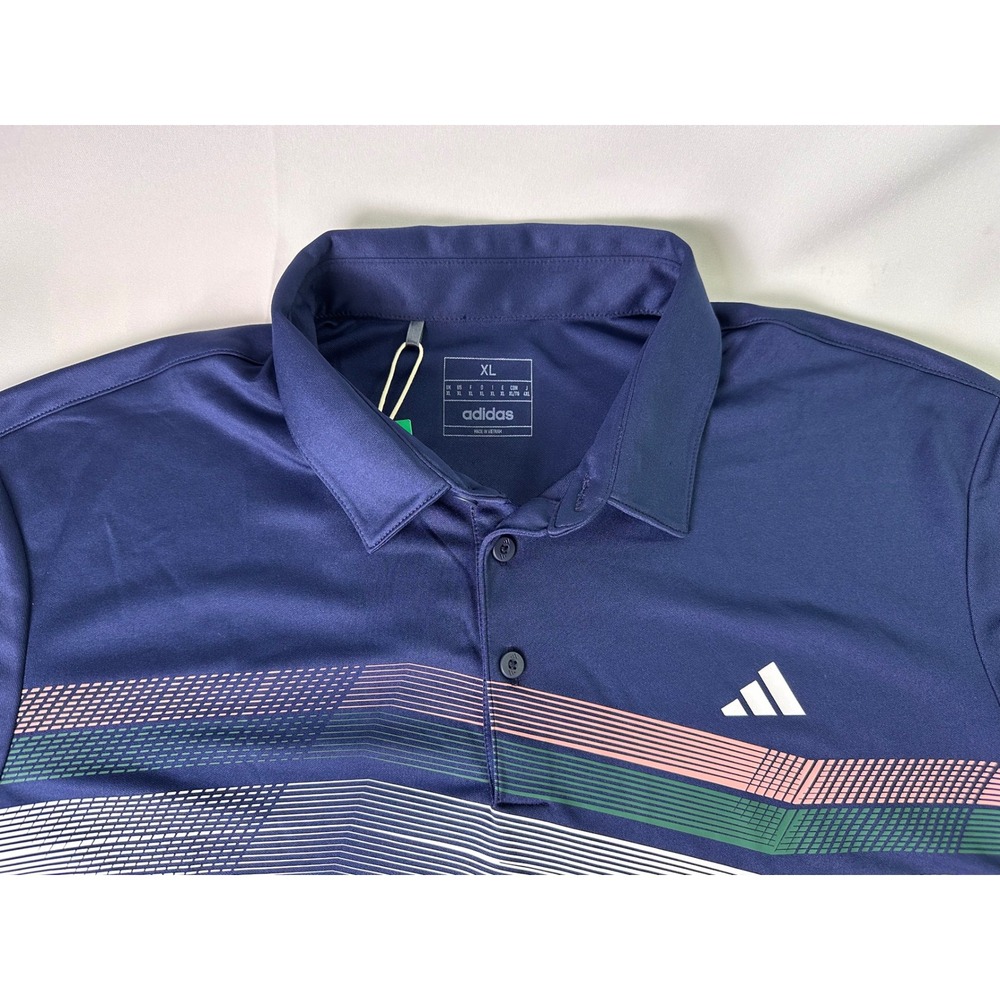 adidas Men’s blue Polo with Multicolor Stripe